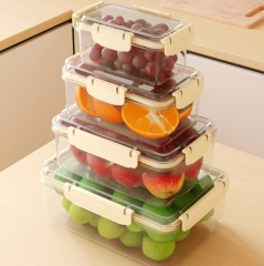 Plastic refrigerator crisper box, kitchen sealed lunch box, fruit lunch box, household transparent storage box