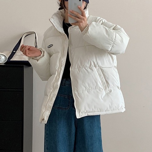 Actual shot of 2024 Korean Dongdaemun original bread jacket for women with stand-up collar, short down jacket, autumn and winter cotton jacket