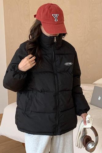 Actual shot of 2024 Korean Dongdaemun original bread jacket for women with stand-up collar, short down jacket, autumn and winter cotton jacket