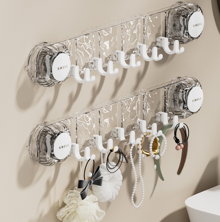 Creative Powerful Vacuum Suction Cup Towel Hook Kitchen Bathroom Traceless Multi-Function Hanger Door Behind 10 Wall Hooks