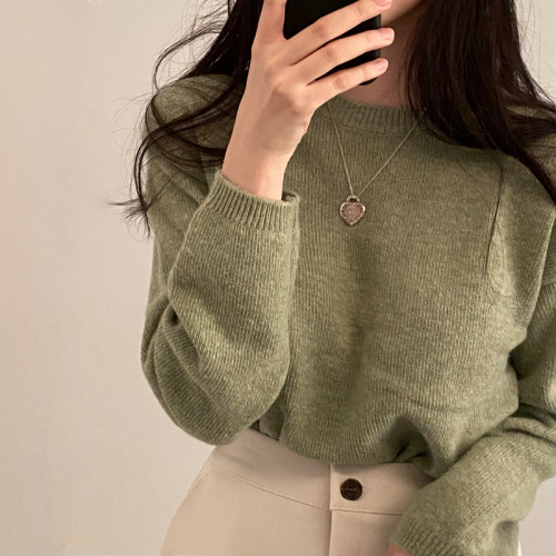 Korean basic all-match solid color soft waxy pullover sweater long-sleeved cashmere blended sweater for women 8 colors