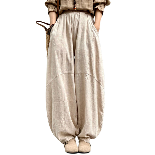 Cotton and linen pants women's autumn 2024 new casual pants loose trousers meditation tai chi bloomers