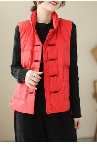 Vest for women winter  new style disc buckle quilted loose waistcoat vest down jacket