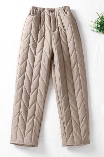 2024 Winter New Large Size Loose Literary Quilted Embroidered Hundred Towers Temperament Cotton Pants