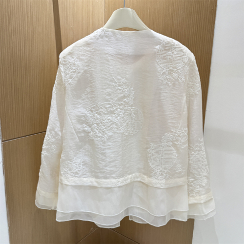 New Chinese style round neck heavy industry embroidered jacket for women autumn new high-end buttoned shirt top