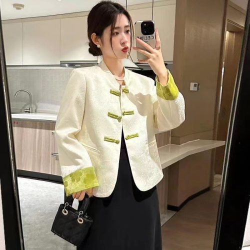 2024 Spring New National Style Disk Button Short Jacket Women's New Chinese Jacquard Temperament Black Fragrance Top