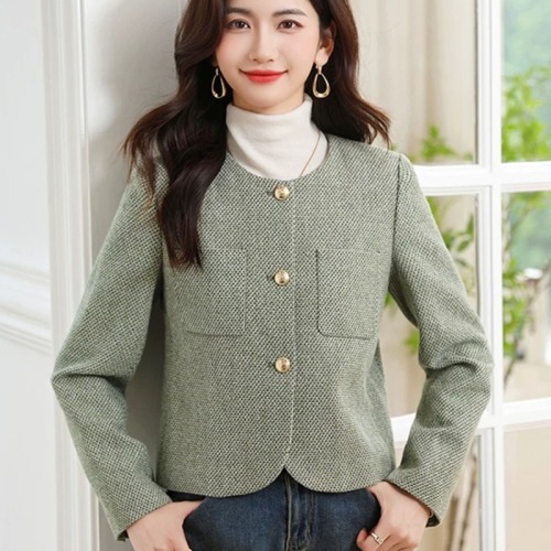 Retro old money style wool short coat for women 2024 early autumn new style high-end small fragrant tweed coat for small people