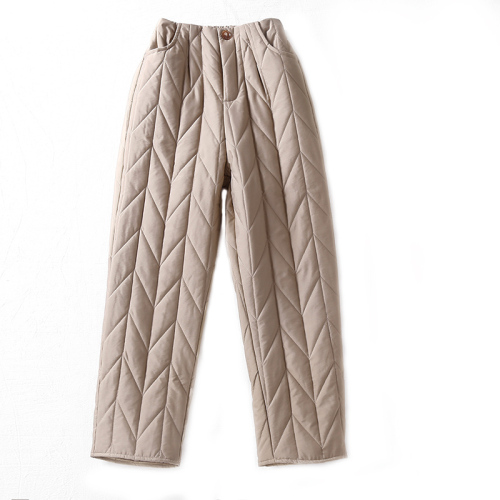 2024 Winter New Large Size Loose Literary Quilted Embroidered Hundred Towers Temperament Cotton Pants