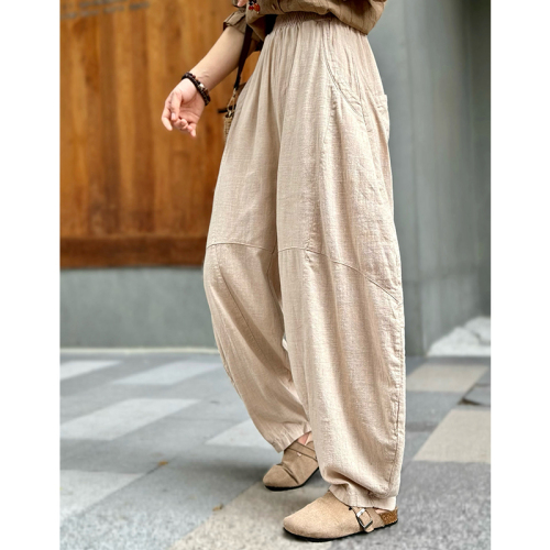 Cotton and linen pants women's autumn 2024 new casual pants loose trousers meditation tai chi bloomers