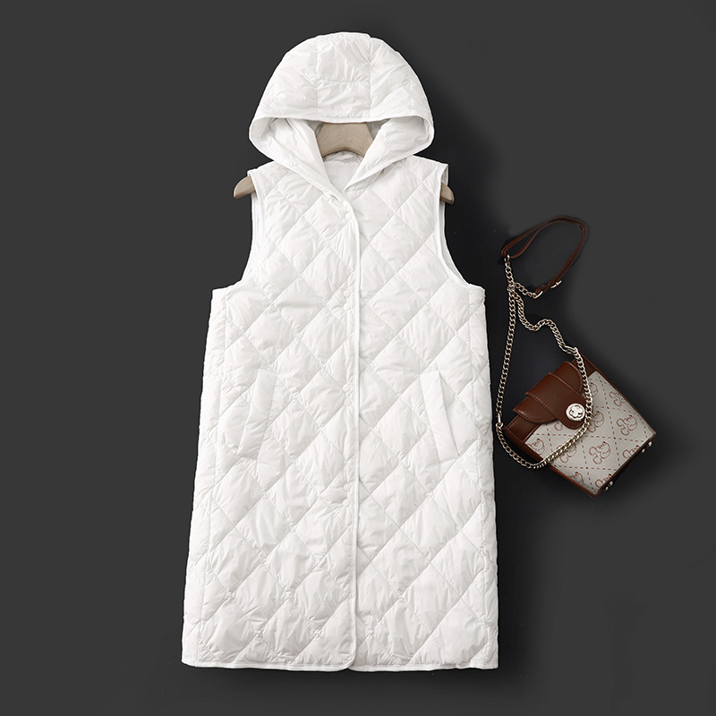 New autumn and winter loose and slim hooded vest mid-length coat for women