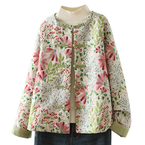 Jacquard Gown Floral Shirt Chinese Ethnic Women's Top Jacket Casual Loose Women New Pattern Button