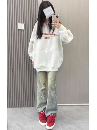 American niche design, western style McDonald's hooded sweatshirt for women, loose couple ins top sweatshirt for women