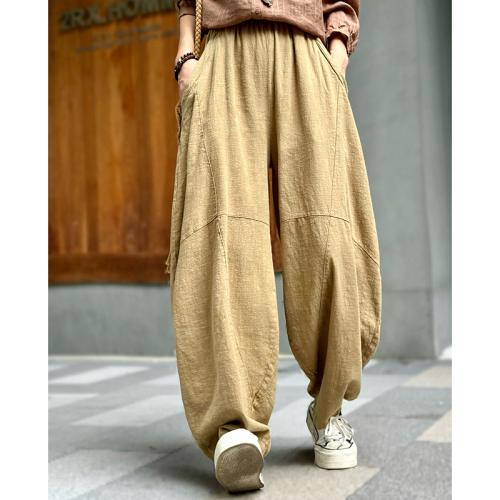 Cotton and linen pants women's autumn 2024 new casual pants loose trousers meditation tai chi bloomers