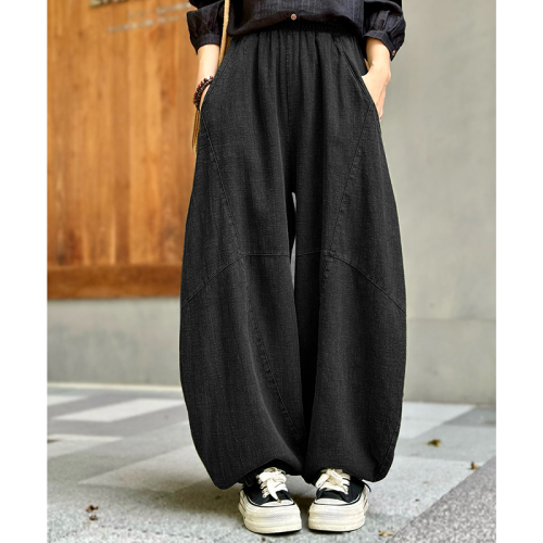 Cotton and linen pants women's autumn 2024 new casual pants loose trousers meditation tai chi bloomers