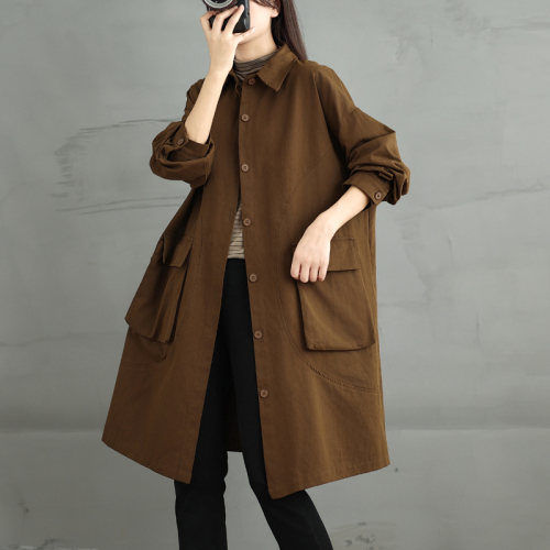 Autumn windbreaker coat for women, spring and autumn loose large size women's casual spring and autumn coat work wear