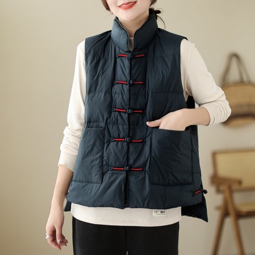 Vest for women winter  new style disc buckle quilted loose waistcoat vest down jacket