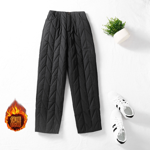 2024 Winter New Large Size Loose Literary Quilted Embroidered Hundred Towers Temperament Cotton Pants