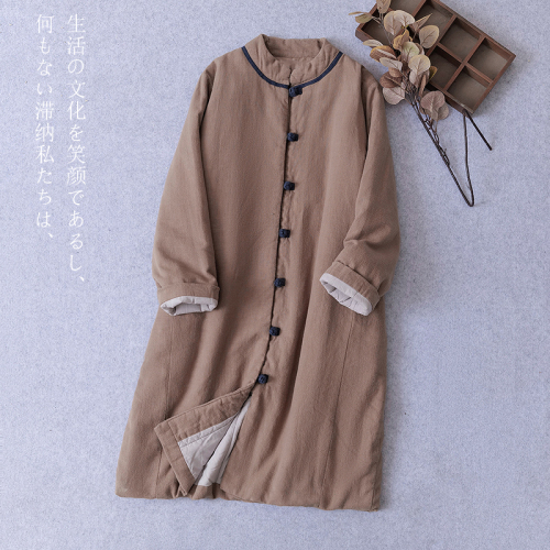 Thickened warm cotton coat for women winter 2024 new retro coat loose mid-length knee-length cotton jacket cotton coat