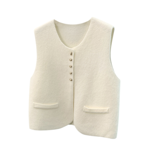 High-end knitted vest for women, French style, simple and western-style suit vest, layered outer top