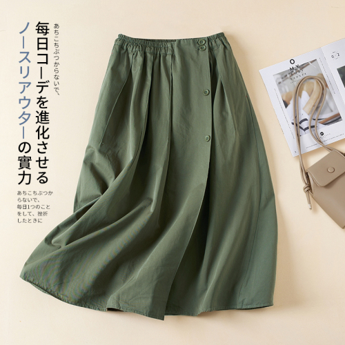 2024 Autumn New Casual Skirt Women's Literary Loose Pure Cotton Slim Versatile Large Size A-Line Skirt