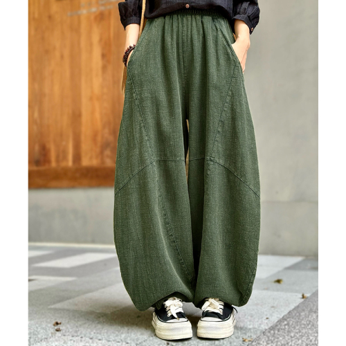 Cotton and linen pants women's autumn 2024 new casual pants loose trousers meditation tai chi bloomers