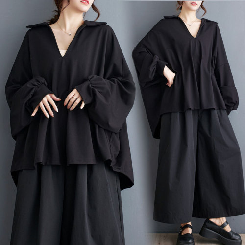 Yamamoto-style personalized pleated loose bat-sleeve jacket for women 2024 new style mid-length versatile slimming top