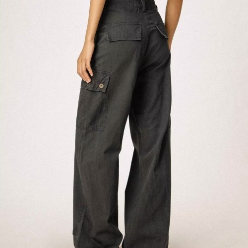 American high street gray overalls for men and women, loose multi-pocket retro straight casual long pants