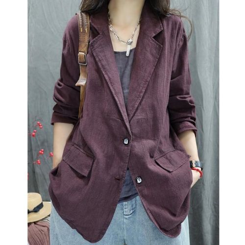 Autumn new retro distressed fried linen jacket loose personality foreign style versatile long-sleeved thickened suit