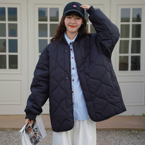 Actual shot of 2024 new Korean version of prismatic plaid cotton clothing for women, loose student ins down cotton oversize cotton clothing