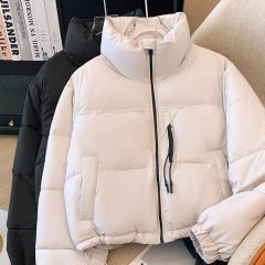 2024 new style down puffer jacket for women, short, small, Korean version, loose and thickened hooded bread jacket, warm jacket