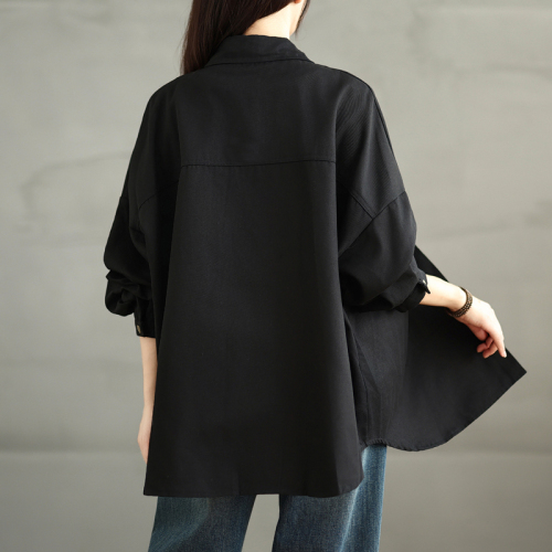 2024 New Autumn Casual Shirt Jacket Women's Loose Large Size Mid-Length Korean Cardigan Spring Autumn Top