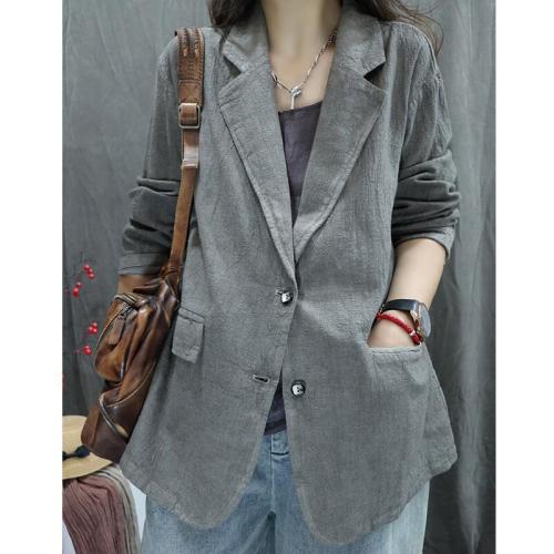 Autumn new retro distressed fried linen jacket loose personality foreign style versatile long-sleeved thickened suit