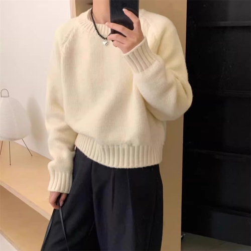 Candy-colored sweater for women in autumn and winter Korean style niche chic top loose lazy versatile versatile soft waxy lazy sweater thick