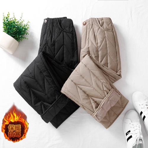 2024 Winter New Large Size Loose Literary Quilted Embroidered Hundred Towers Temperament Cotton Pants