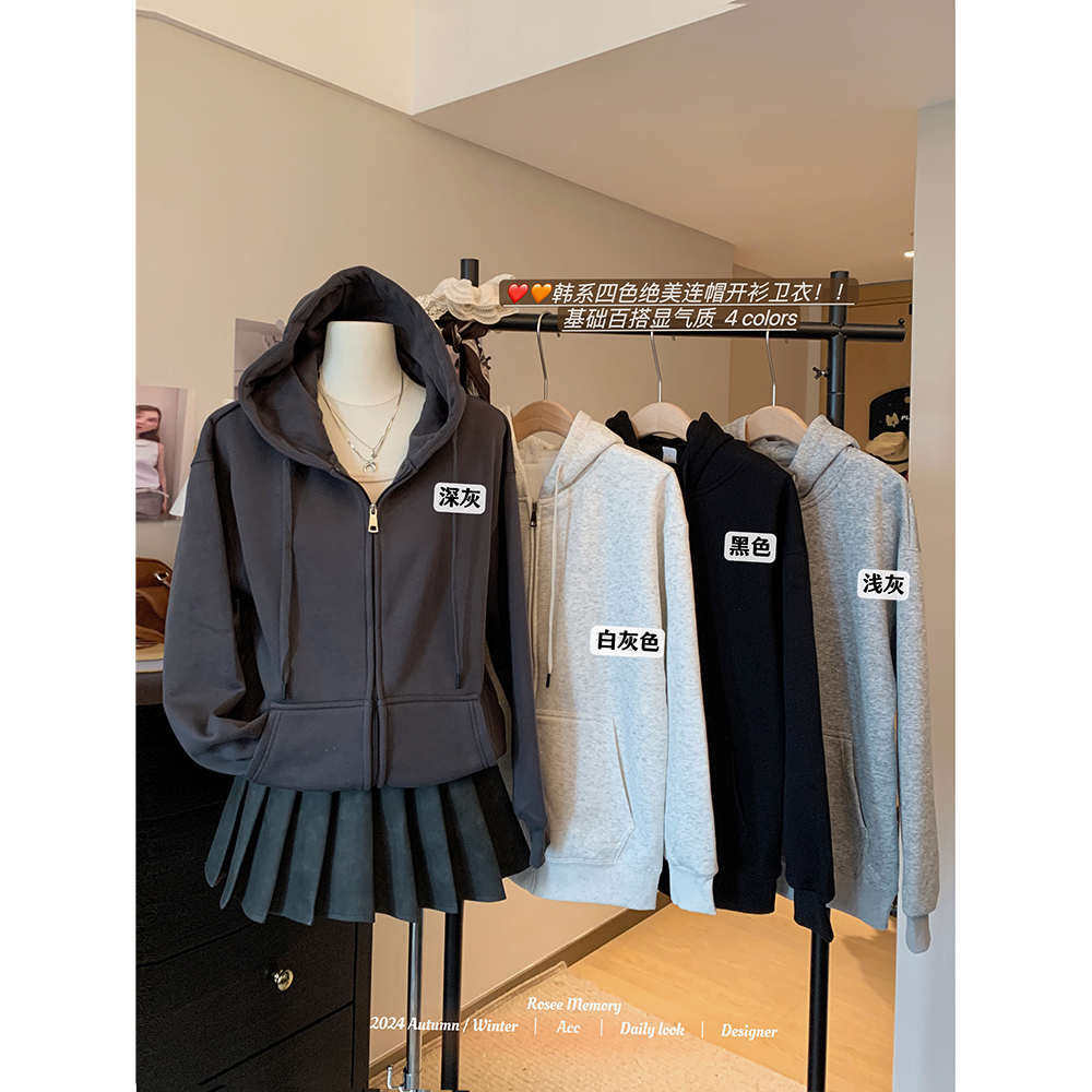 Real shot!  2024 autumn and winter new baby composite velvet thickened loose hooded couple sweatshirt for women