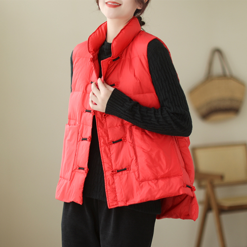 Vest for women winter  new style disc buckle quilted loose waistcoat vest down jacket