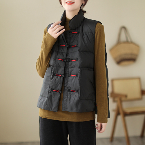 Vest for women winter  new style disc buckle quilted loose waistcoat vest down jacket