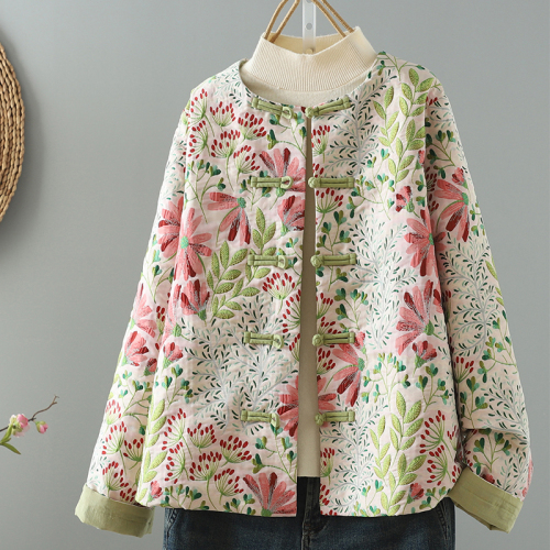 Jacquard Gown Floral Shirt Chinese Ethnic Women's Top Jacket Casual Loose Women New Pattern Button