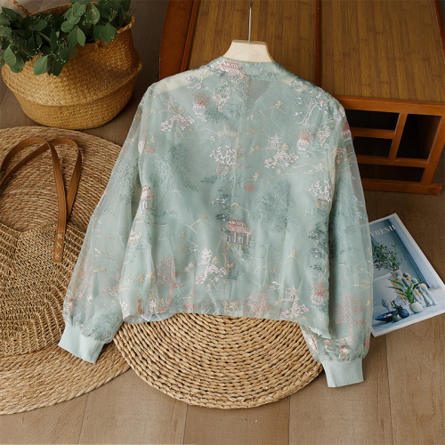 New Chinese style heavy industry embroidered disc button short coat for women 2024 autumn new national style sun protection top cardigan