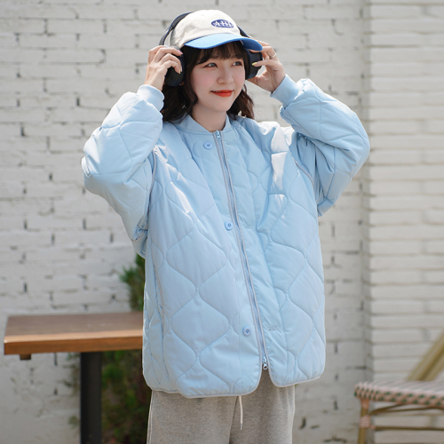 Actual shot of 2024 new Korean version of prismatic plaid cotton clothing for women, loose student ins down cotton oversize cotton clothing