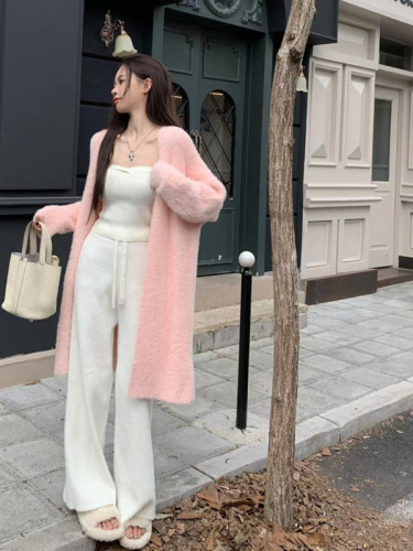 Actual shot ~ Lazy style mink coat long and short versatile sweater