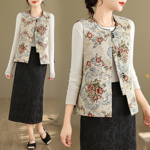 Autumn new new Chinese style national style jacquard embroidered waistcoat vest