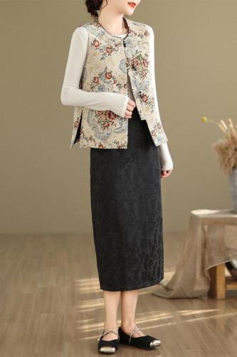 Autumn new new Chinese style national style jacquard embroidered waistcoat vest