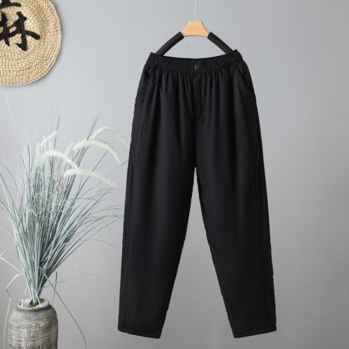 Winter cotton trousers 2024 new retro casual thickened trousers versatile loose warm cotton trousers for outer wear