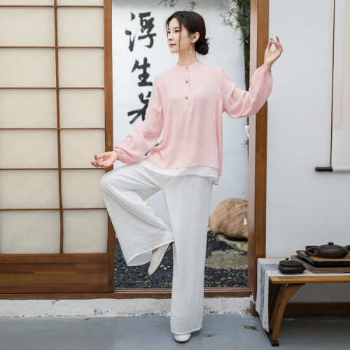 2024 New Ethnic Style Cotton Linen Zen Meditation Suit National Style Tea Suit Performance Suit Two-piece Set for Women