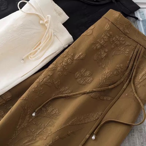 Retro jacquard high waist bag hip skirt for women new Chinese style national style three-dimensional relief slit temperament skirt