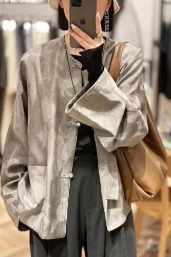 Maillard Gray New Chinese Style Light National Style Jacquard Cardigan Jacket Autumn Women's New Style