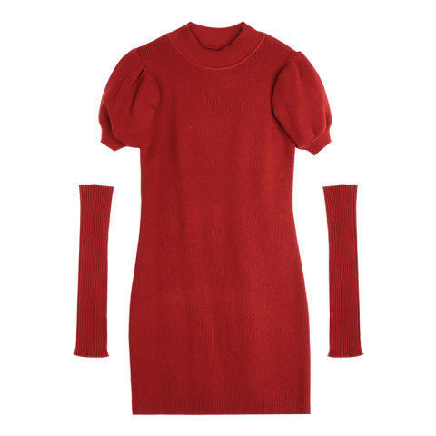 Red French Needle Tea Break Dress for Kids - 2024 Early Autumn New Sweet and Spicy Style, Waist-Catching and Sexy Bustle Skirt