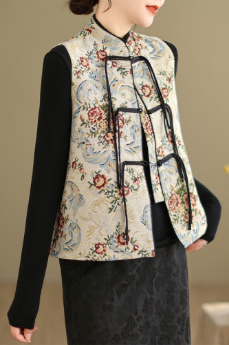 Autumn new new Chinese style national style jacquard embroidered waistcoat vest