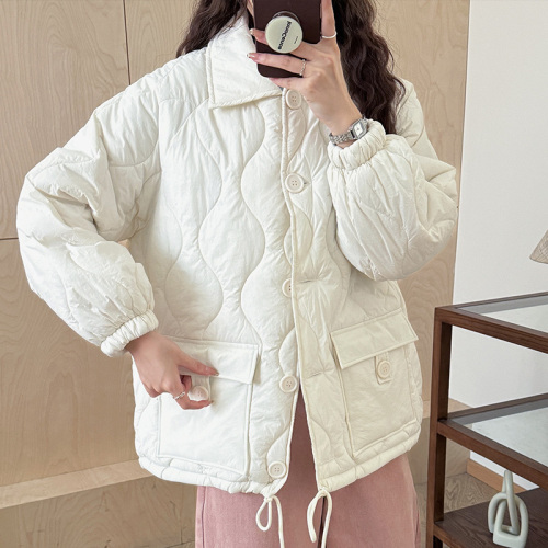 Actual shot of 2024 new Korean style small short down cotton-padded jackets for women, winter jackets, quilted thin cotton-padded jackets